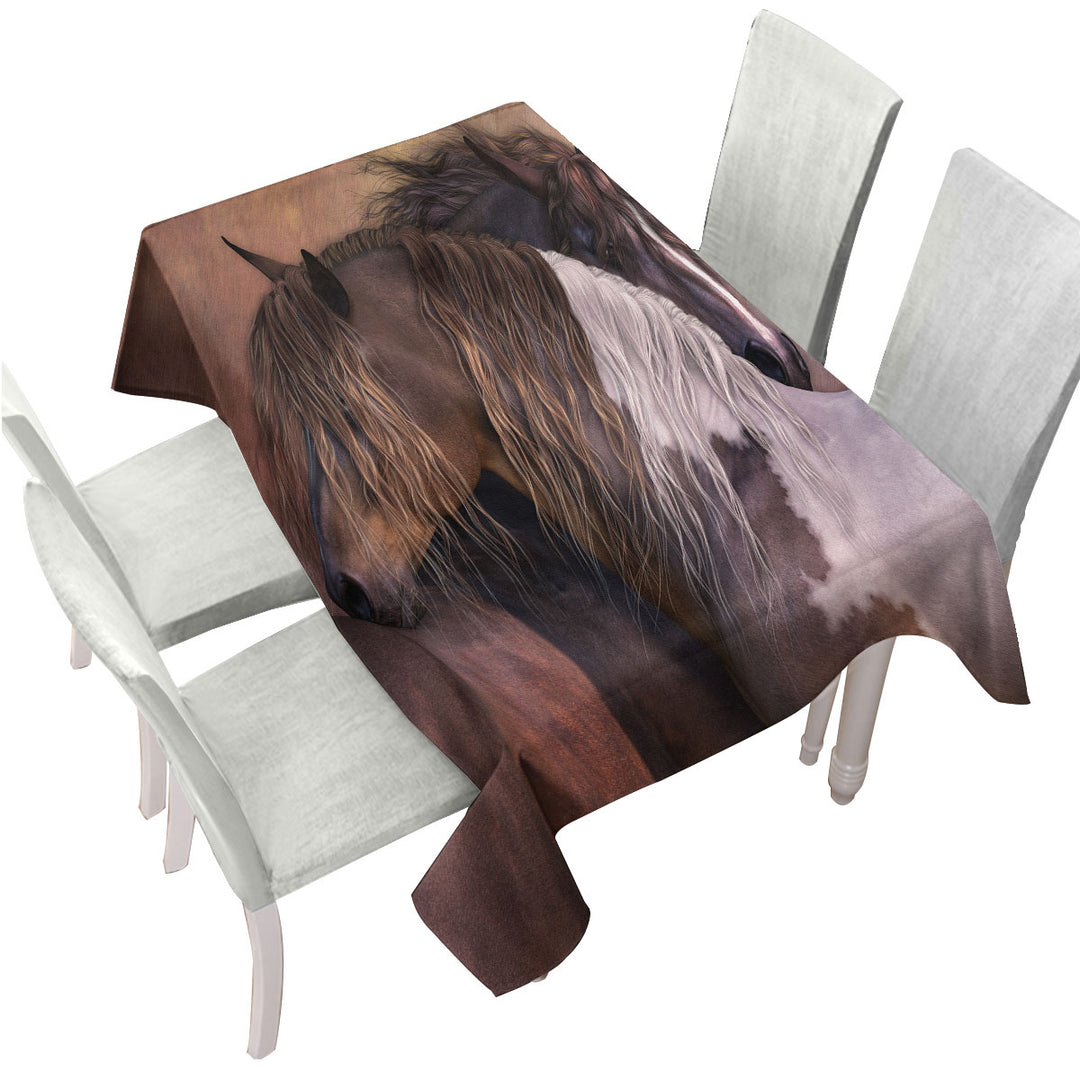 Horse Art One Spirit Bound Horses Tablecloths