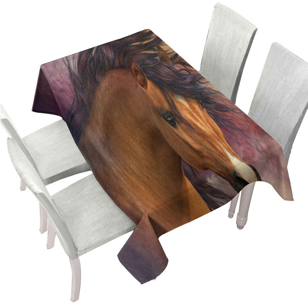 Horses Art Attractive Brown Young Horse Custom tablecloths