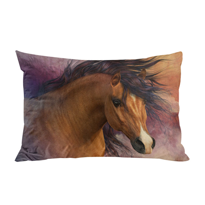 Horses Art Attractive Brown Young Horse Pillow Case Covers