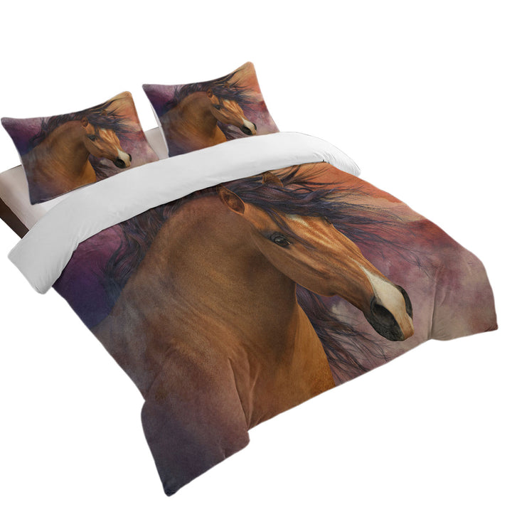 Horses Art Attractive Brown Young Horse Twin xl Duvet Covers