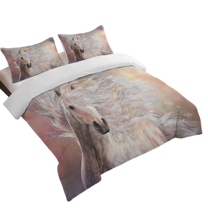 Horses Art Cielo the Long Haired White Horse Duvet Cover