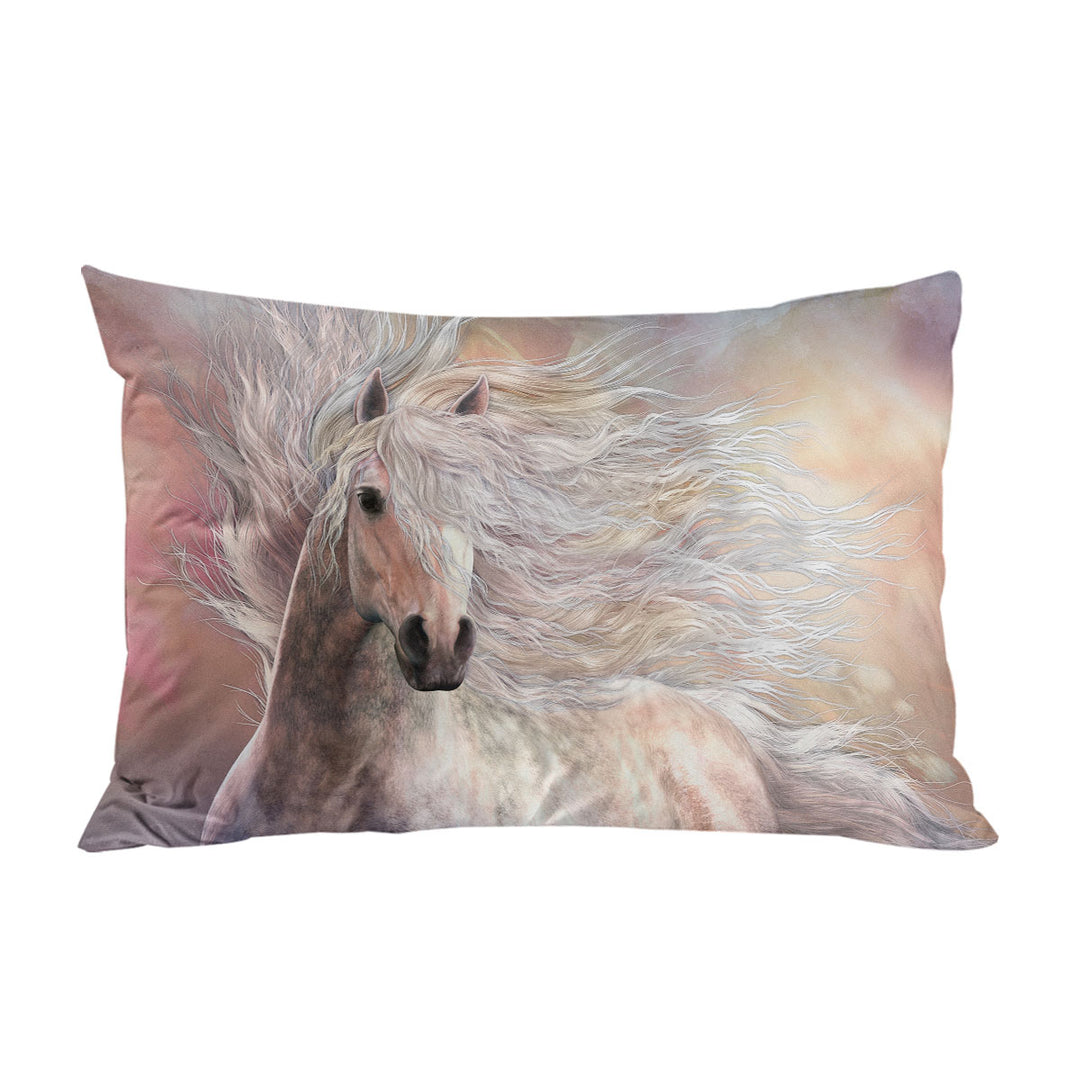 Horses Art Cielo the Long Haired White Horse Pillow Cases