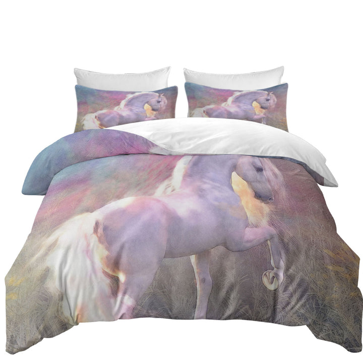 Horses Art Glow White Horse Duvet Cover