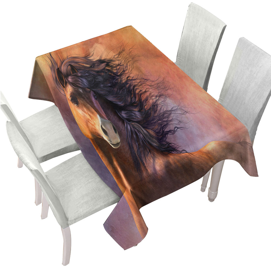 Horses Art Handsome Brown Horse Tablecloth