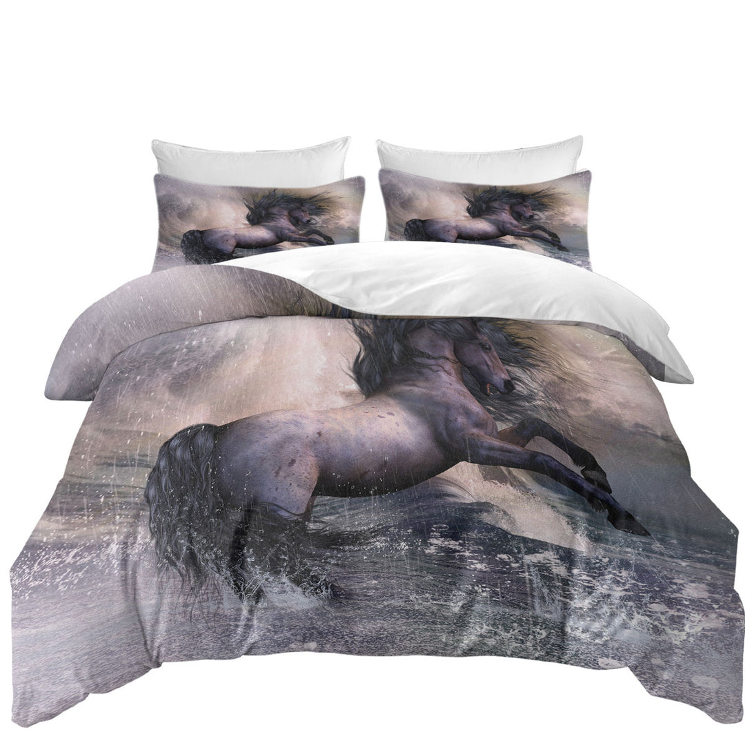 Horses Art Storm Front Black Brown Wild Horse Duvet Cover sale