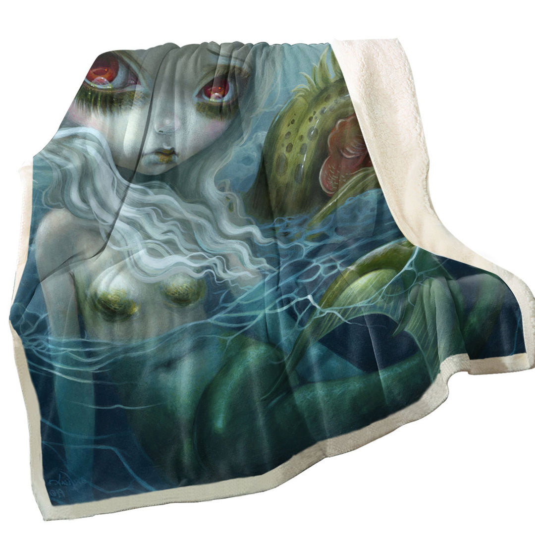 How Deep is the Ocean Fantasy Art Mermaid Couch Throws