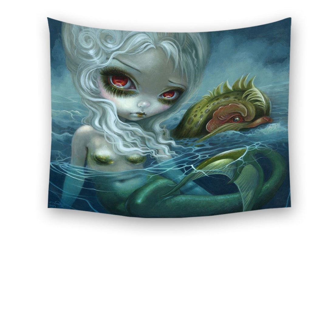 How Deep is the Ocean Fantasy Art Mermaid Tapestry Wall Decor