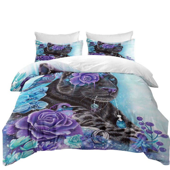 Hummingbirds and Sapphire Galaxy Jaguar Comforter Cover