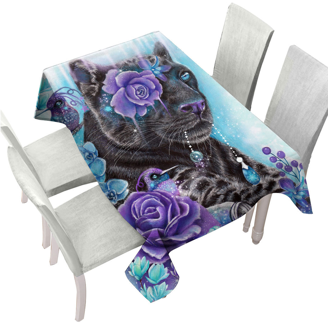 Hummingbirds and Sapphire Galaxy Jaguar Table Cover