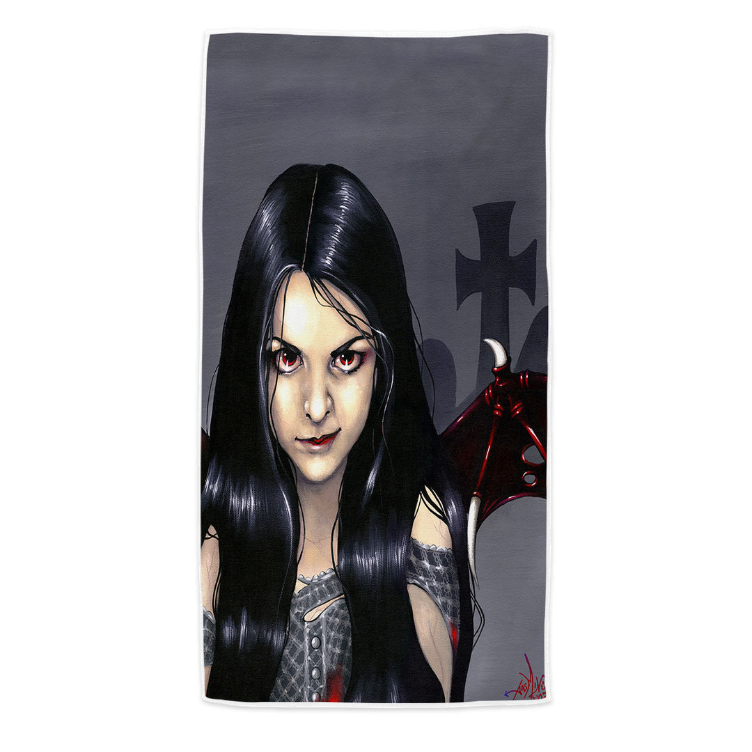 Hunger Pains the Undead Goth Vampire Girl Beach Towels