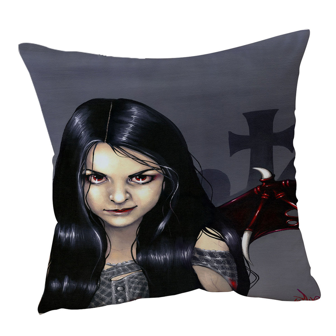 Hunger Pains the Undead Goth Vampire Girl Cushion