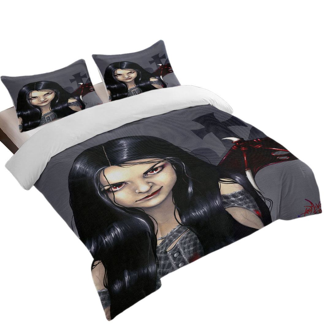 Hunger Pains the Undead Goth Vampire Girl Duvet Covers