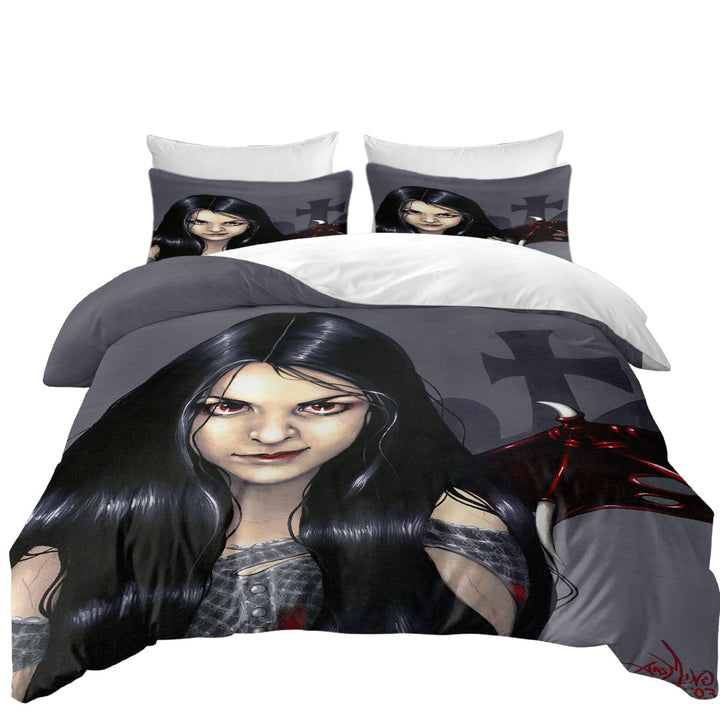 Hunger Pains the Undead Goth Vampire Girl Oversized King Duvet Cover