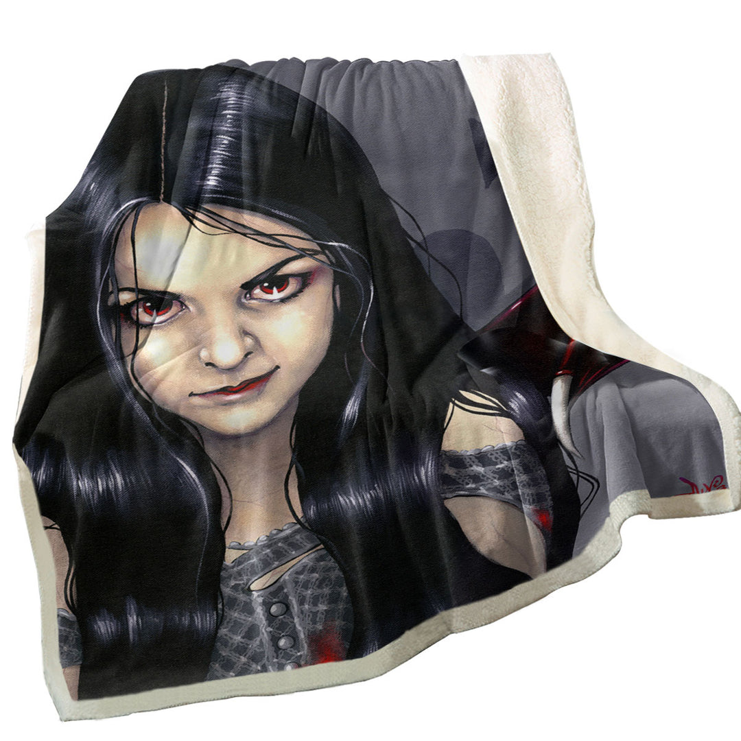 Hunger Pains the Undead Goth Vampire Girl Sofa Blankets