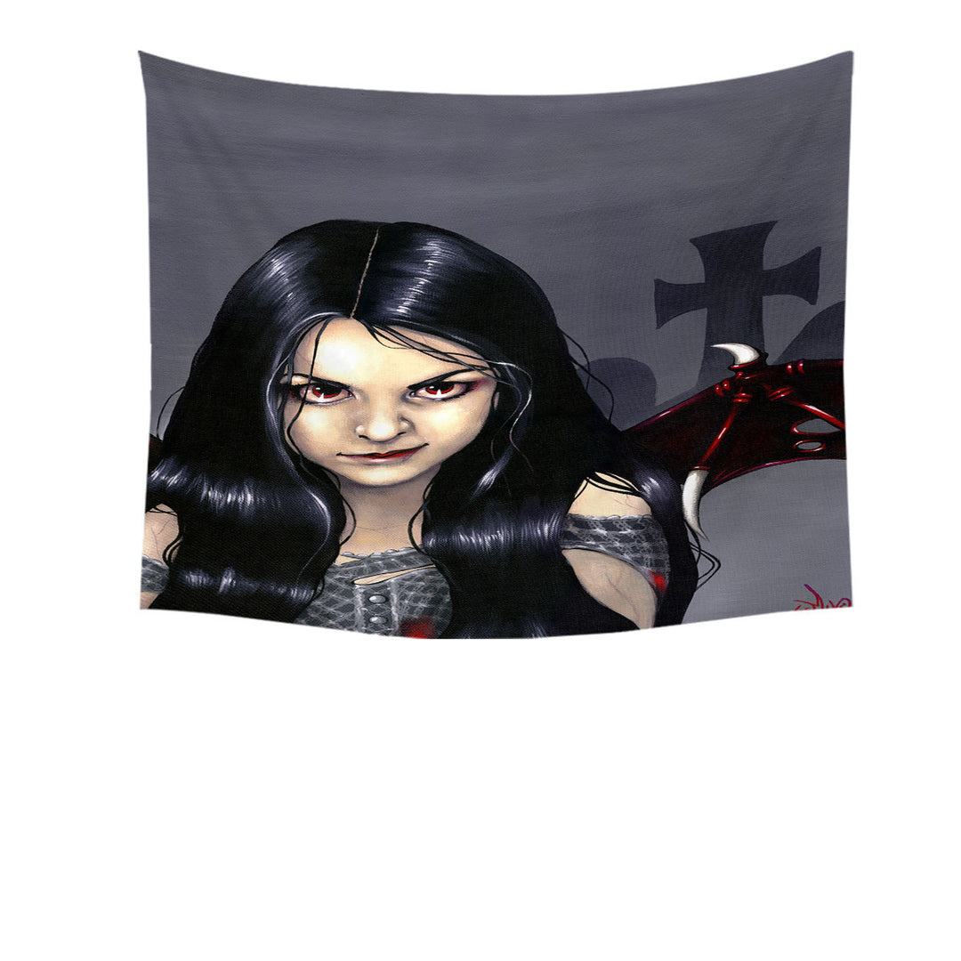 Hunger Pains the Undead Goth Vampire Girl Tapestry Wall Decor