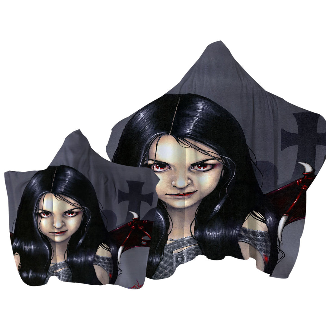 Hunger Pains the Undead Goth Vampire Girl Towel with Hood