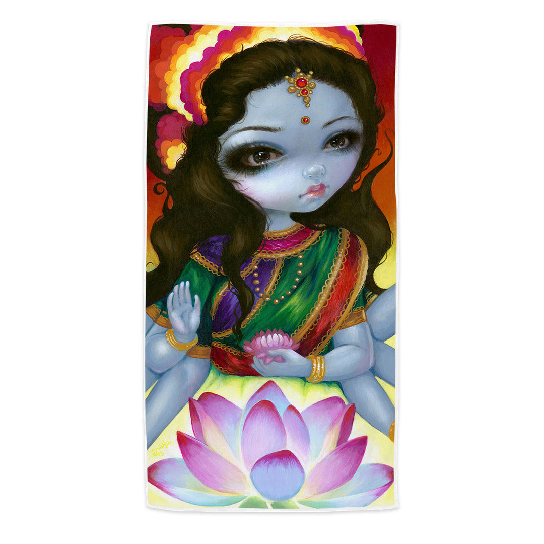 India and Hindu Art the Goddess Lakshmi Beach Towel