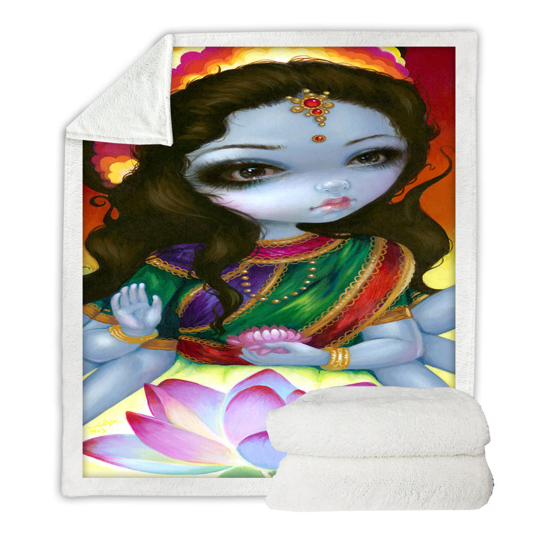 India and Hindu Art the Goddess Lakshmi Fleece Blankets