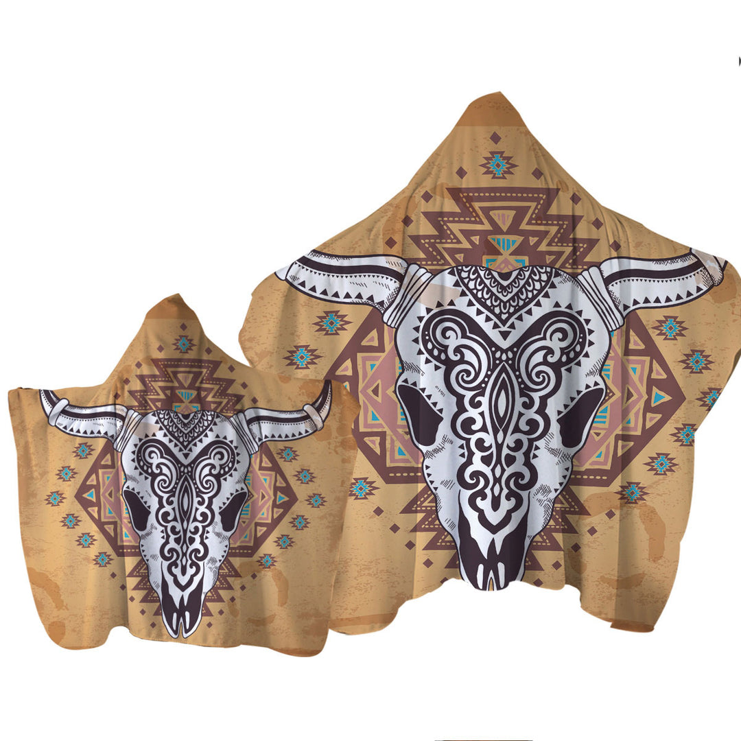 Indian Bull Skull Towel Hoodie