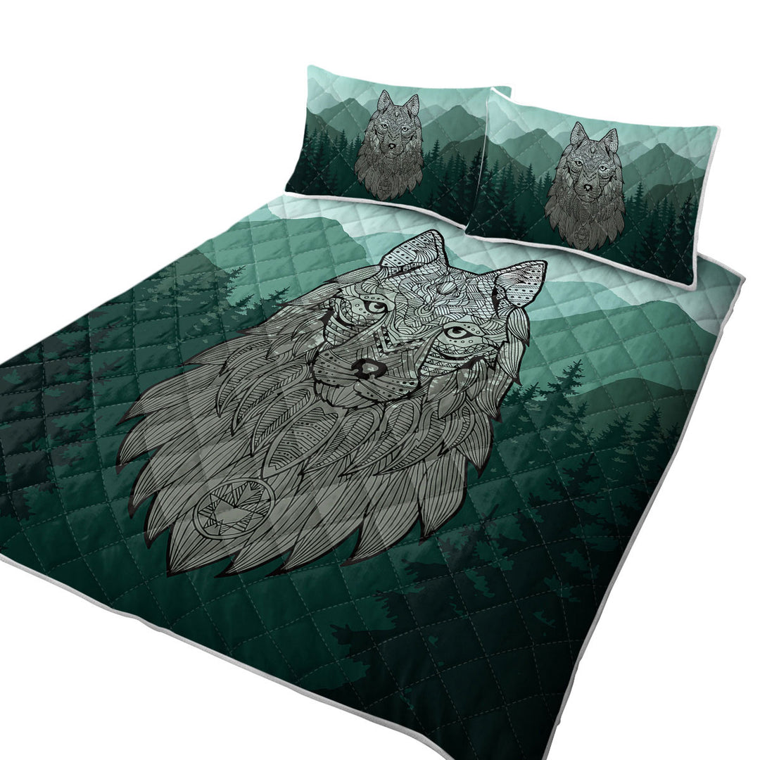 Indian Wolf King Size Quilt Sets