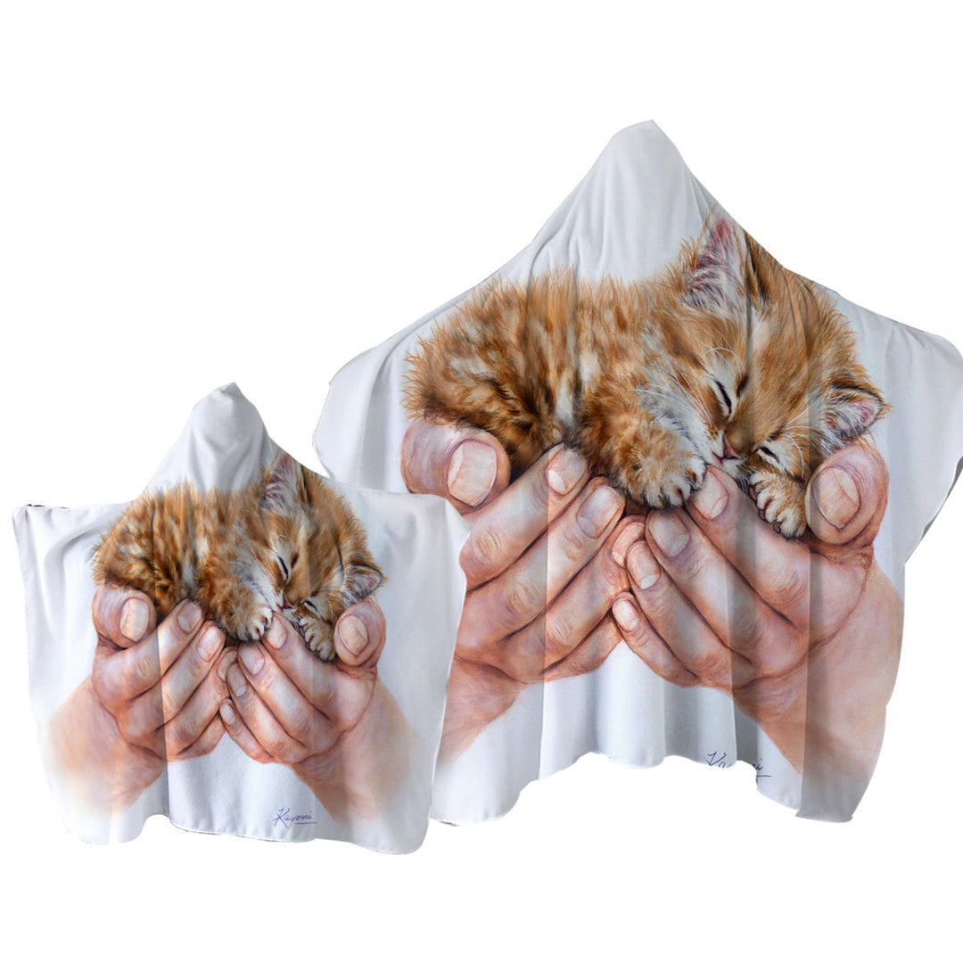 Inspiring Cat Art Drawings Embrace Kitten Towel with Hood