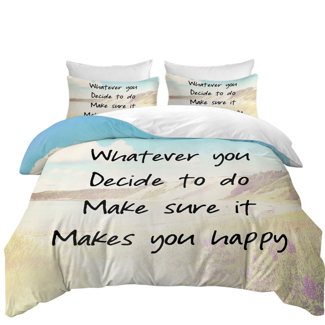 Inspiring Quote over Lake Duvet Covers King