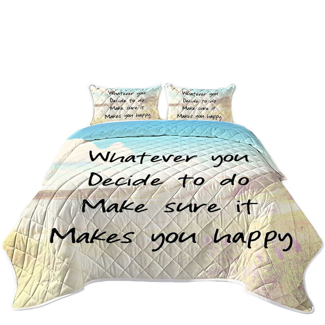 Inspiring Quote over Lake Quilt