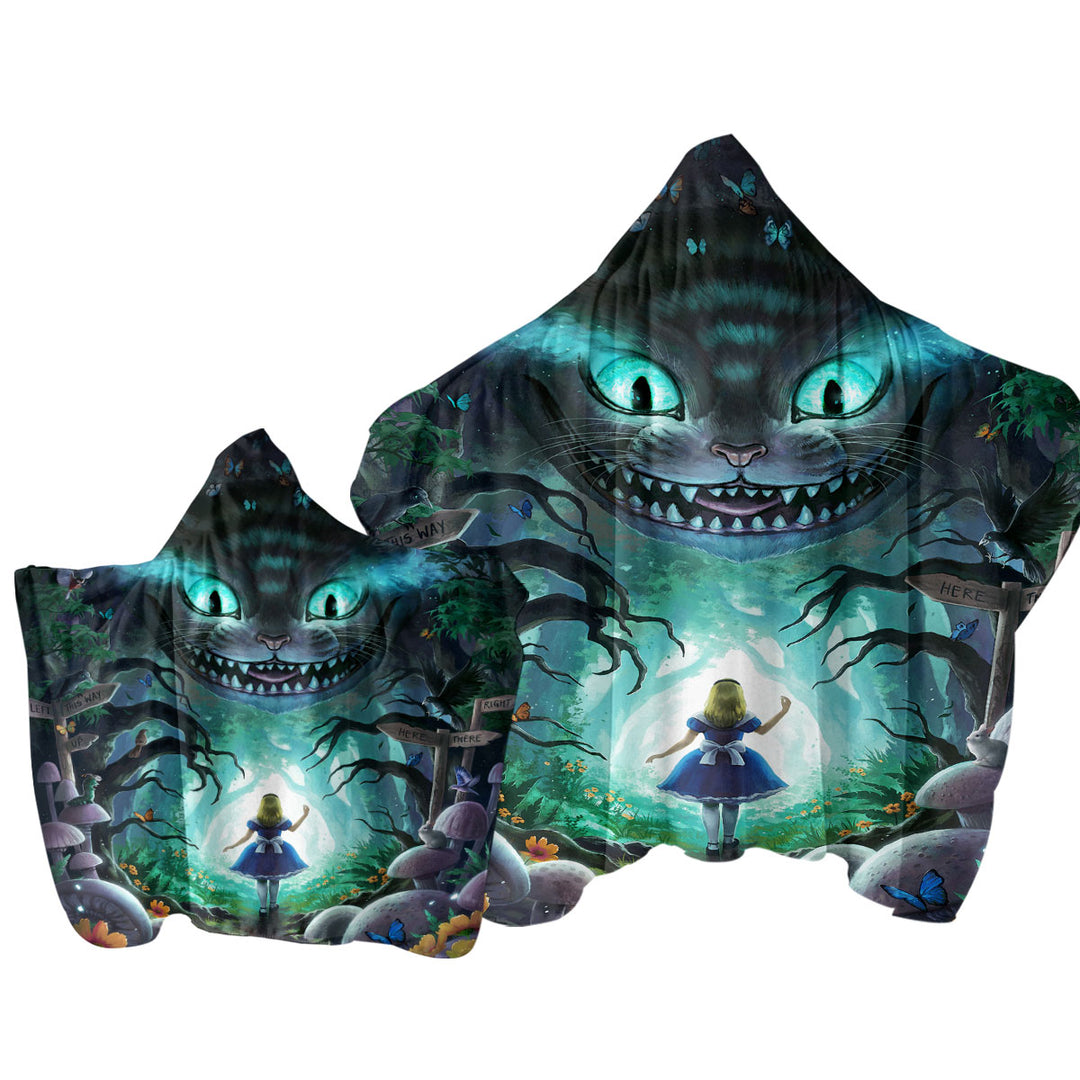 Into Wonderland Alice Scary Forest Hooded Beach Towel