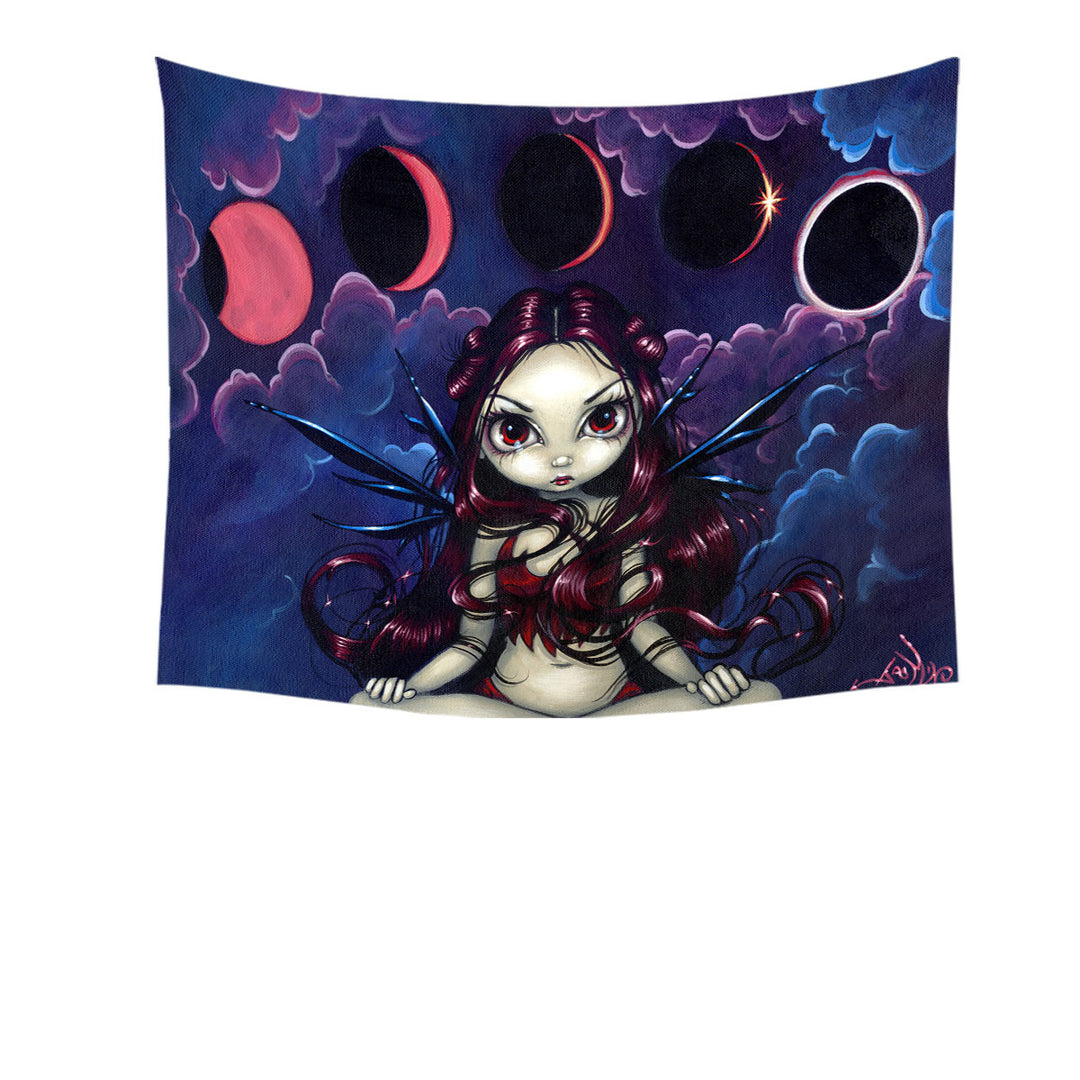 Invoking the Eclipse Moon Fairy Tapestry Wall Hanging