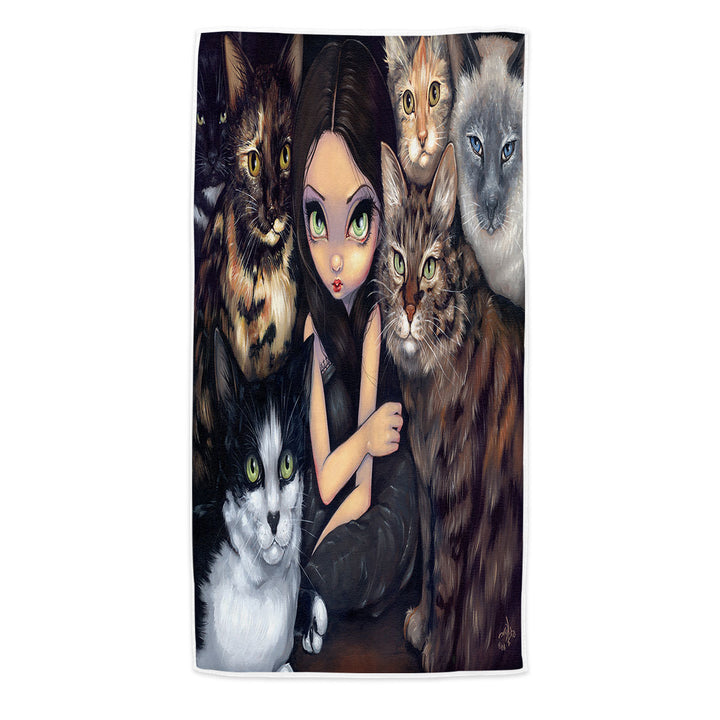 It is All About the Cats and Beautiful Girl Beach Towel