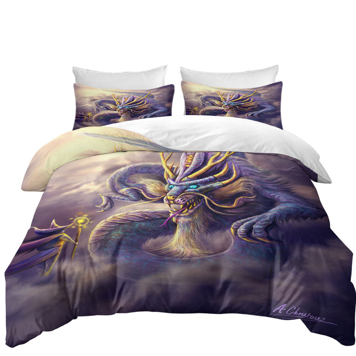 Ithrios the Purple Dragon Duvet Covers