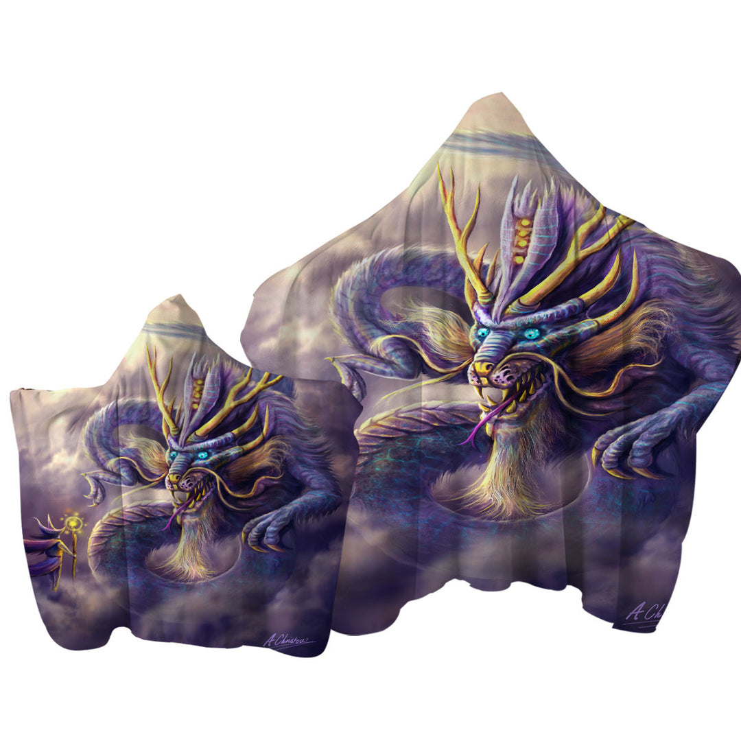 Ithrios the Purple Dragon Hooded Beach Towel