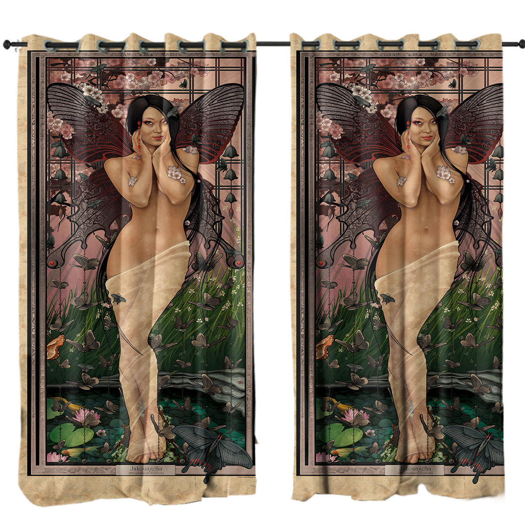 Jakouageha Sexy Butterfly Fairy Curtains for Living Room