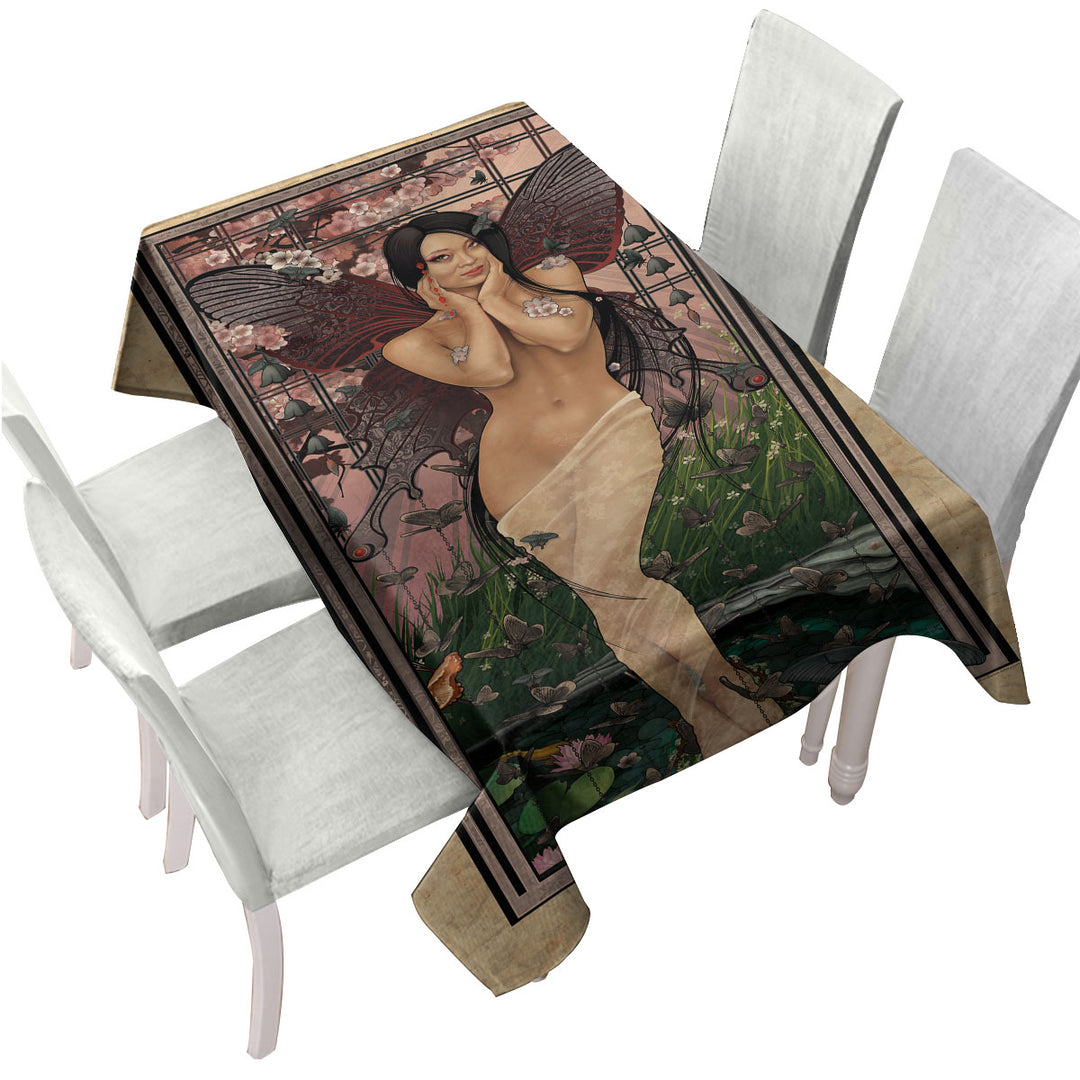 Jakouageha Sexy Butterfly Fairy Tablecloth