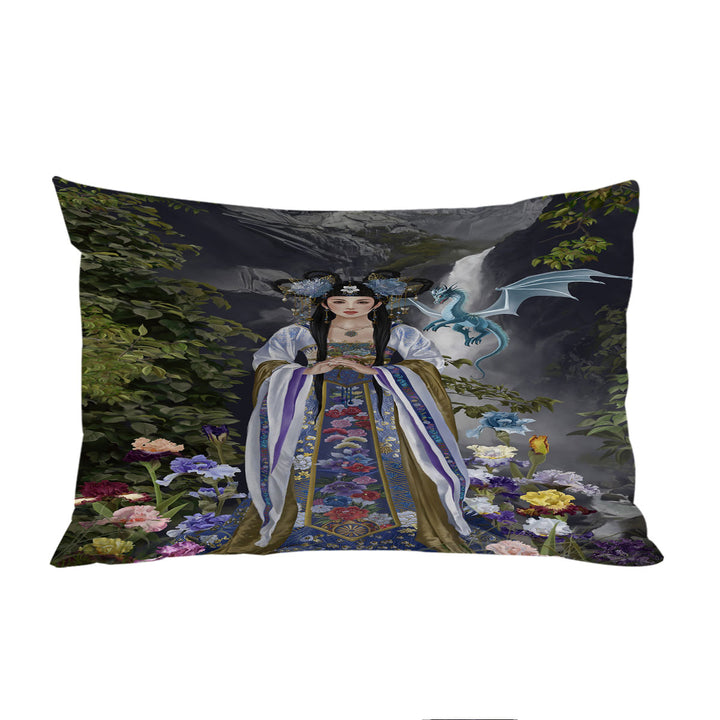 Japanese Flower Garden and Dragon Princess Pillowcases