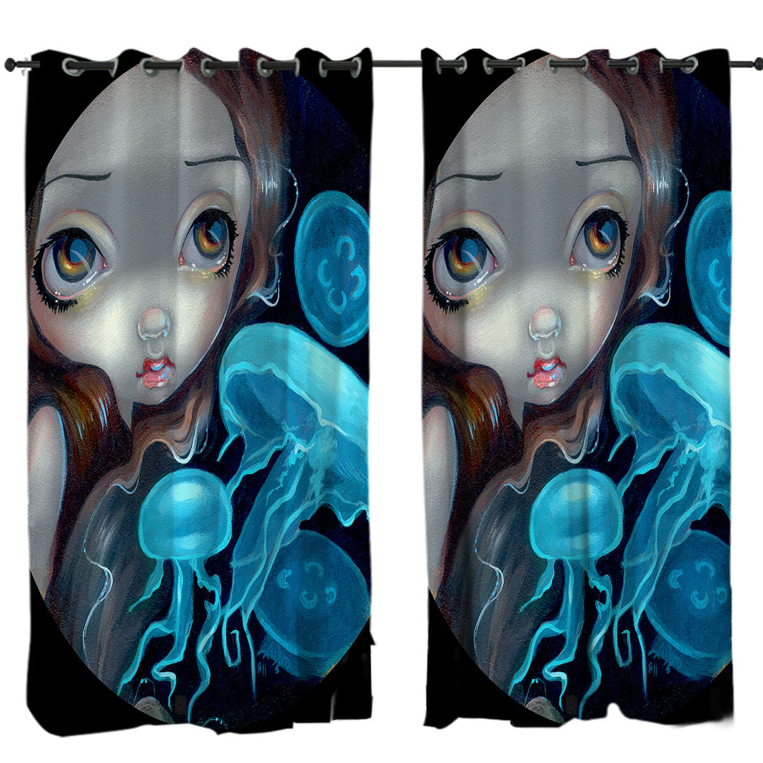 Jellyfish Portal Underwater Fantasy Mermaid Curtains for Bedroom