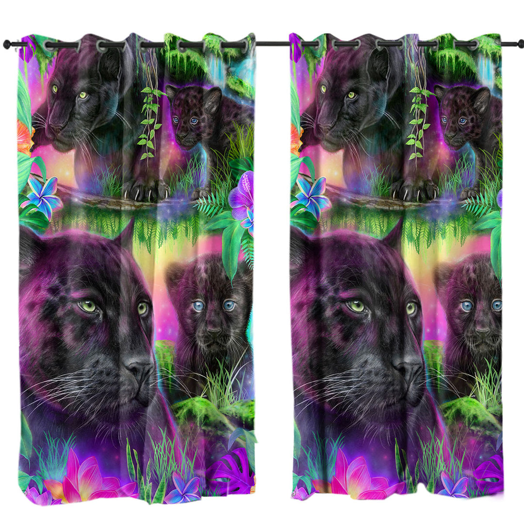 Jungle Animal Painting Daydream Panthers Curtains for Bedroom