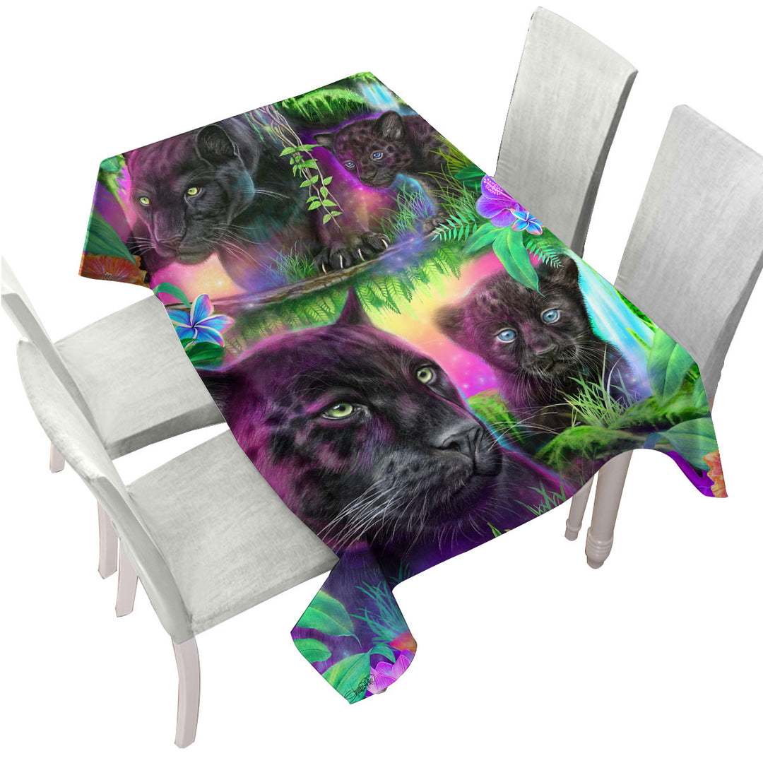 Jungle Animal Painting Daydream Panthers Tablecloths