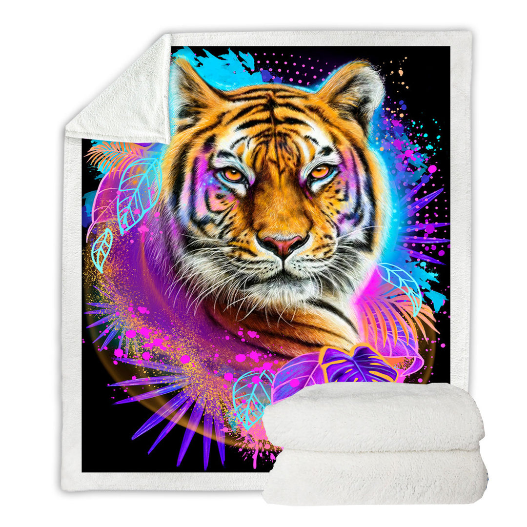 Jungle Animals Art Tiger Throw Blanket