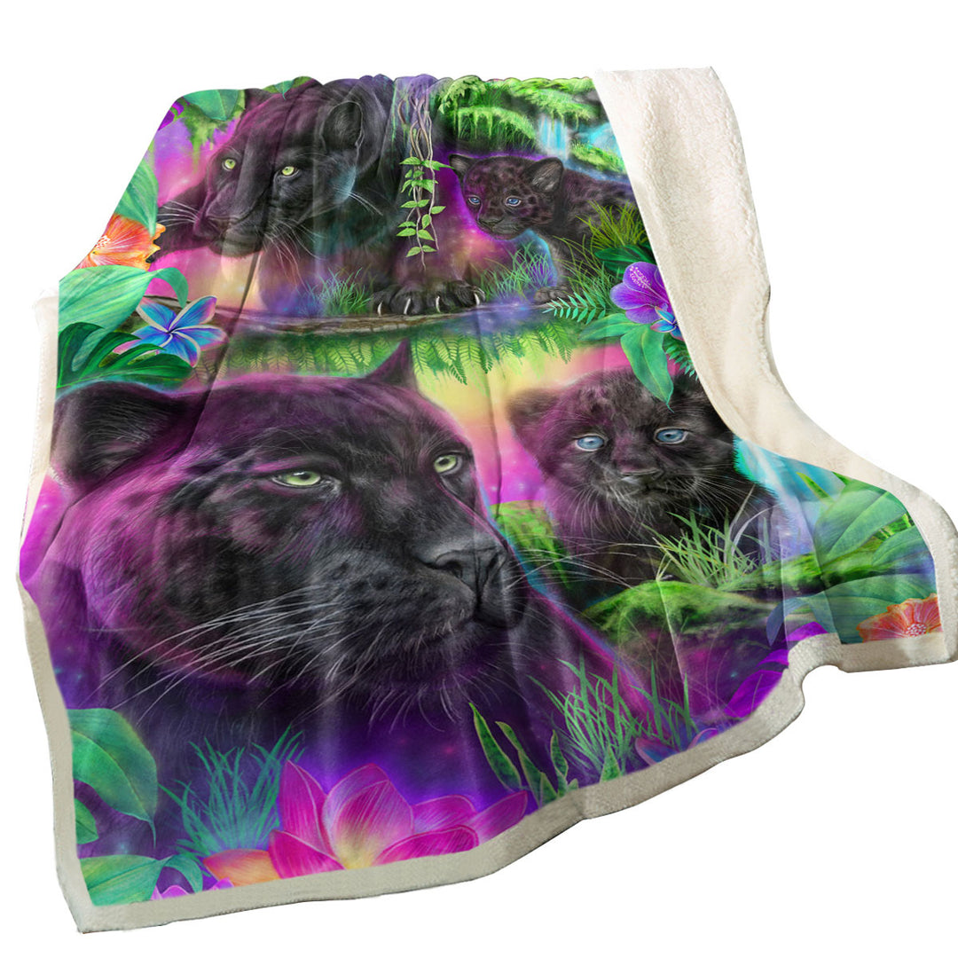 Jungle Themed Decorative Throws Animal Painting Daydream Panthers