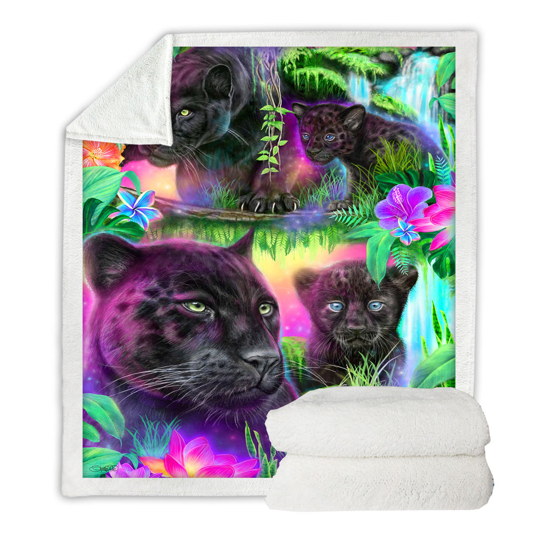 Jungle Themed Sofa Blankets Animal Painting Daydream Panthers