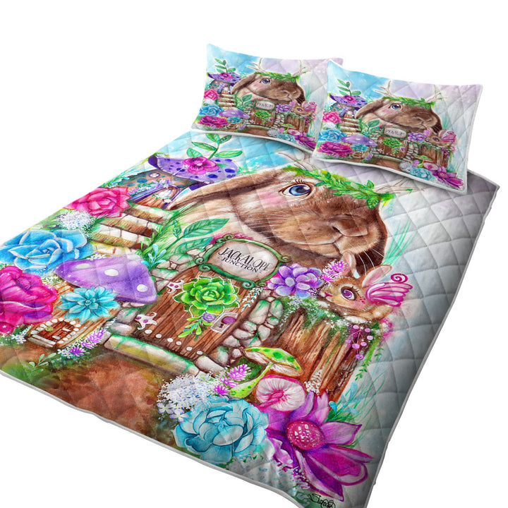 Kids Art Adorable Jackalope Rabbit Quilt