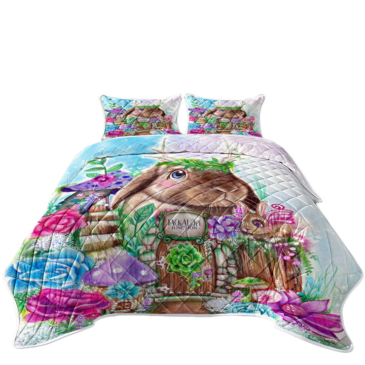 Kids Art Adorable Jackalope Rabbit Quilts