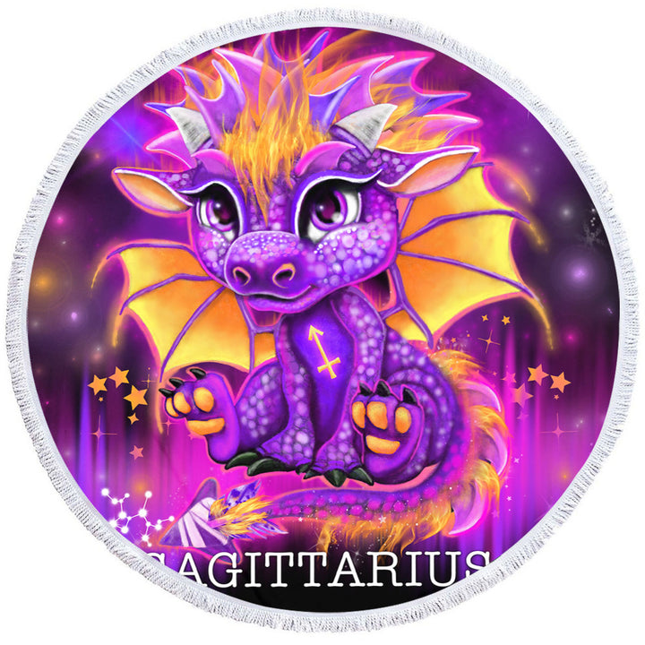 Kids Beach Towels Gift Ideas Purple Sagittarius Lil Dragon