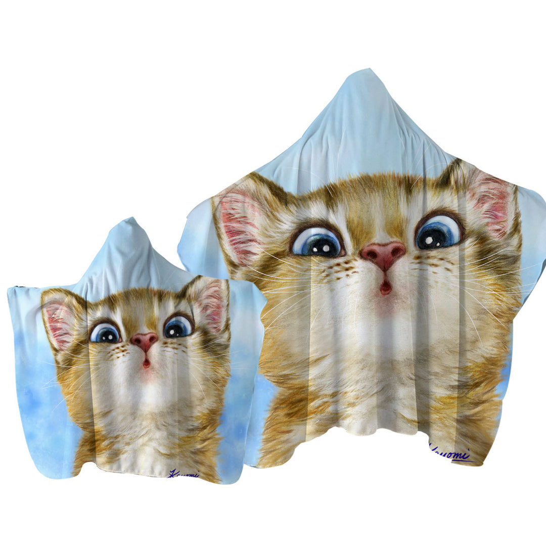 Kids Cats Designs Sweet Confused Kitten Hooded Beach Towel