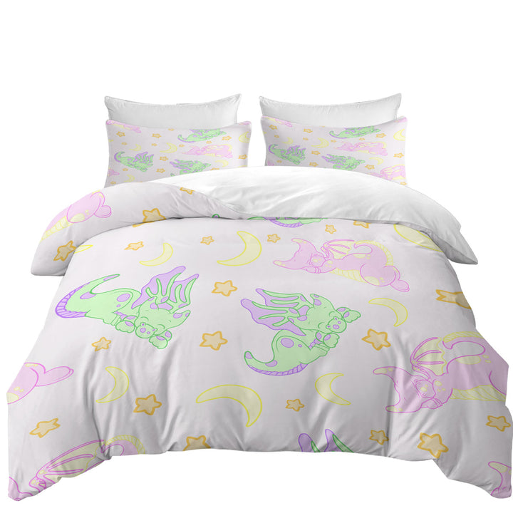 Kids Cute Sleeping Dragons Pattern for Girls Duvet Cover