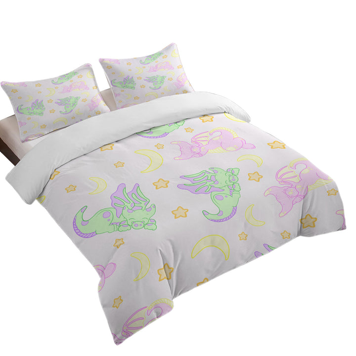 Kids Cute Sleeping Dragons Pattern for Girls Duvet Covers