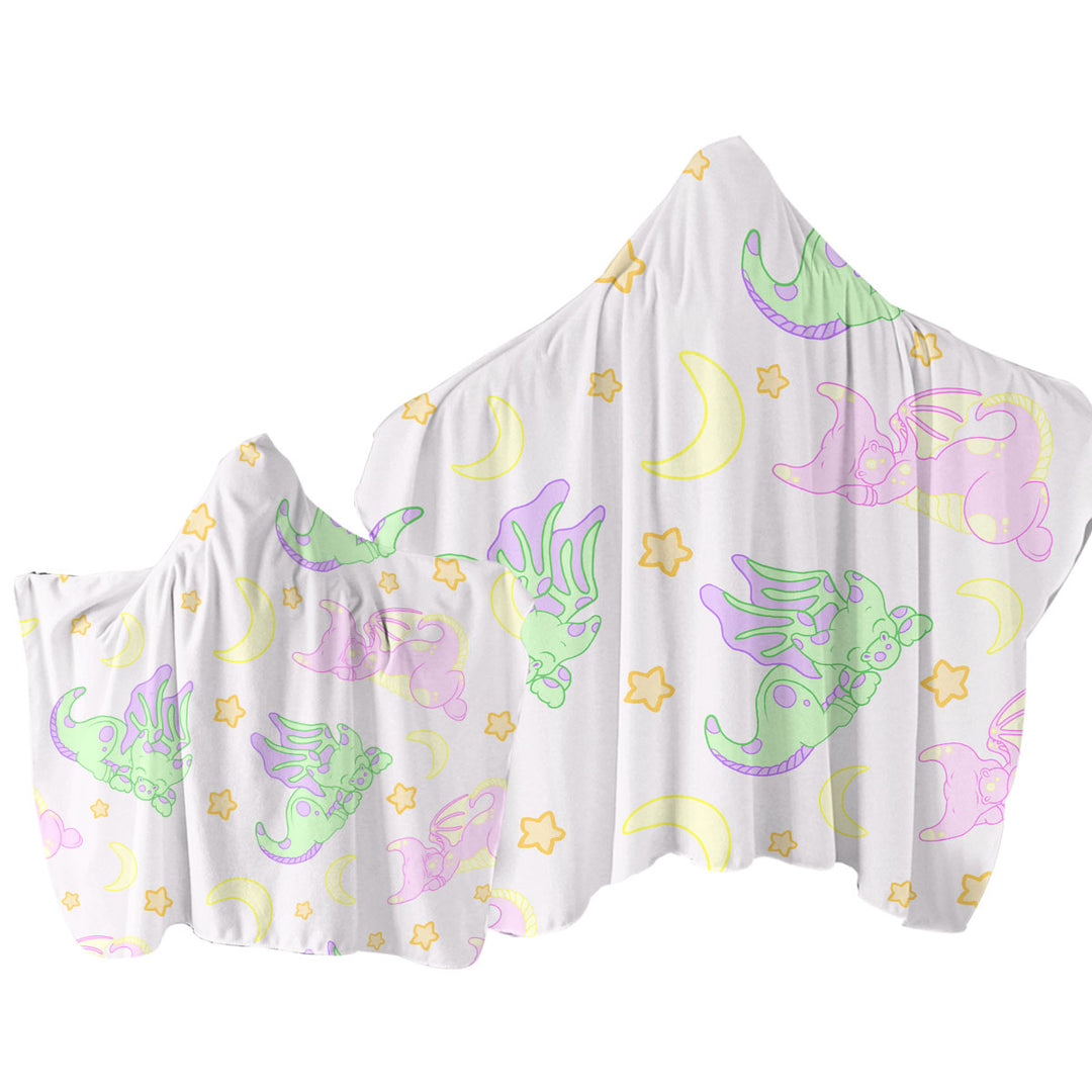 Kids Cute Sleeping Dragons Pattern for Girls Hooded Beach Towel