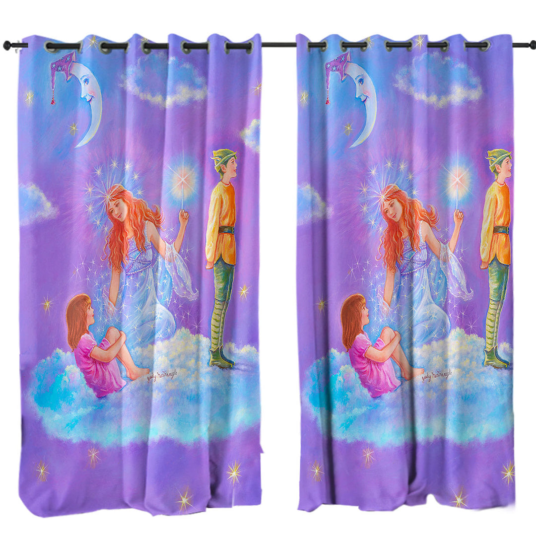 Kids Fairy Tale Painting the Cloud Lady Curtain