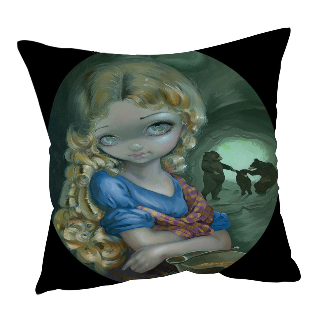 Kids Fairytale Art Portrait of Goldilocks Cushion Cover